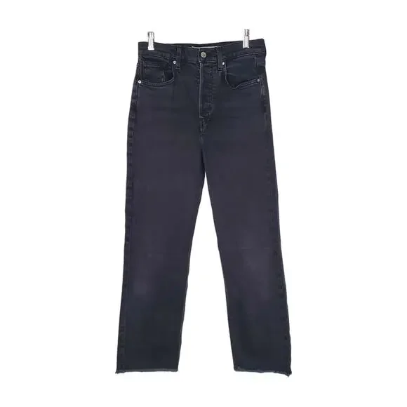 Frank & Eileen Monaghan Italian Vintage Denim Crop Jeans Black High Rise Size 28 - Picture 2 of 10